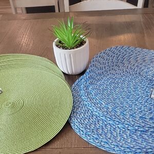 Elegant Green and Blue Woven Placemats